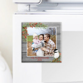Vinter Chickadee Family Photo jul Magnet