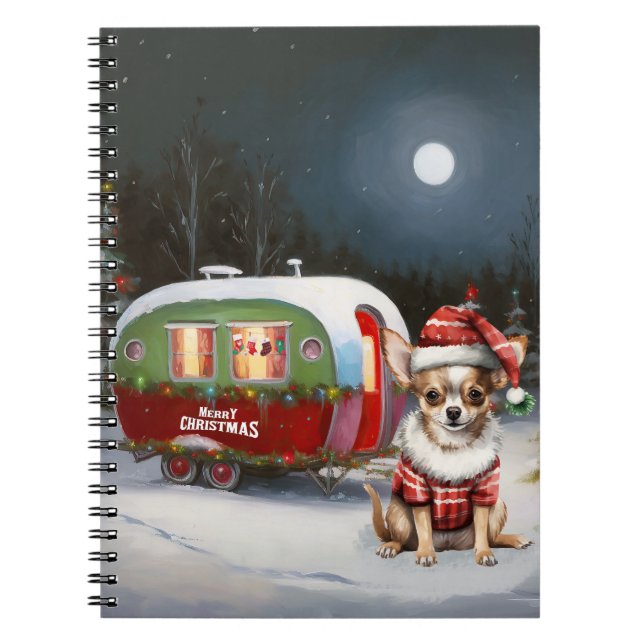 Vinter Chihuahua Karavan Juläventyr  Anteckningsbok (Framsidan)