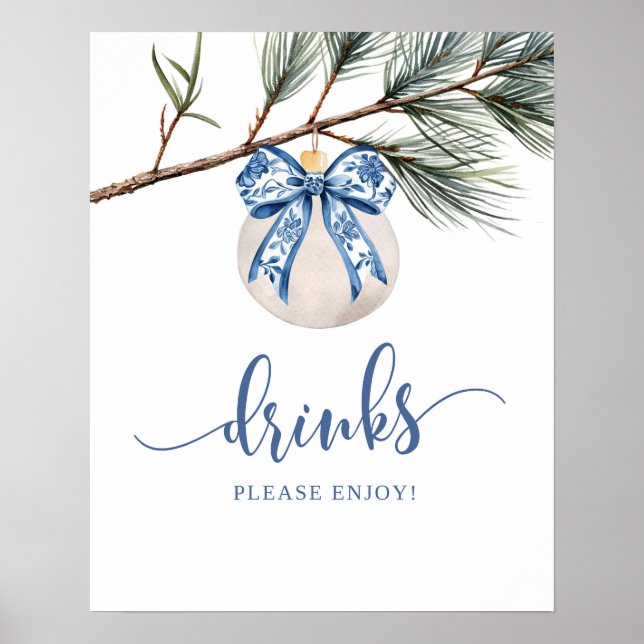 Vinter Chinoiserie Bow Drink Party Skylt (Framsidan)