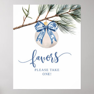 Vinter Chinoiserie Bow Favors Festskylt Poster