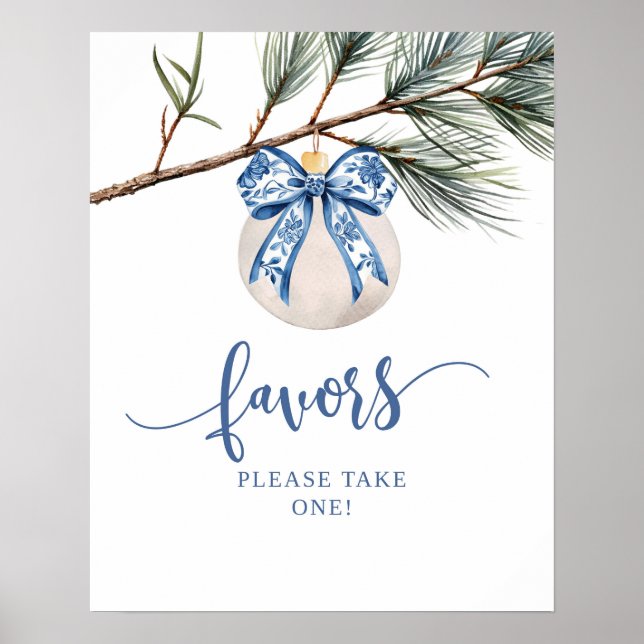Vinter Chinoiserie Bow Favors Festskylt Poster (Framsidan)