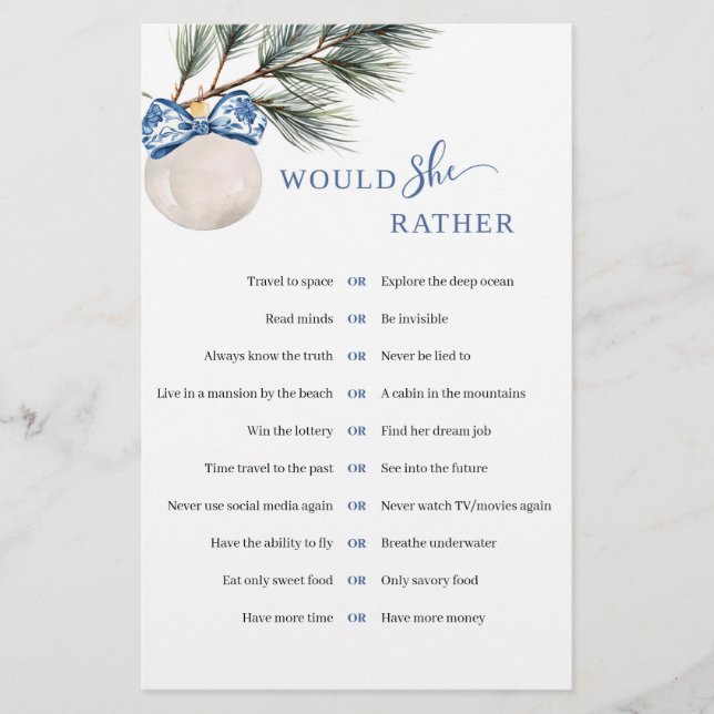 Vinter Chinoiserie Bow Would She Rather Spel (Framsida)