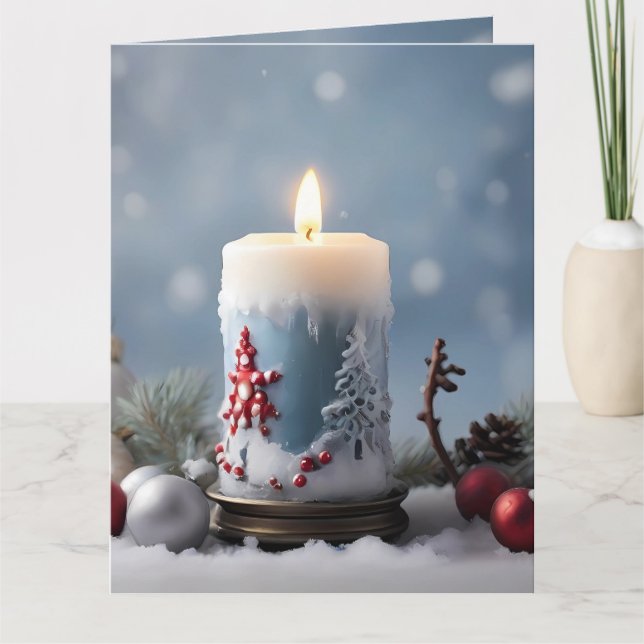 Vinter christmas-ljus med snö och kopieringsutrymm kort (Framsida)