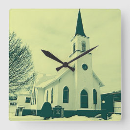 Vinter Church Fyrkantig Klocka