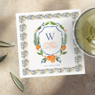 Vinter Citrus Botaniska Blommor Grönt Pappersservett