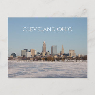 Vinter Cleveland Skyline Vykort
