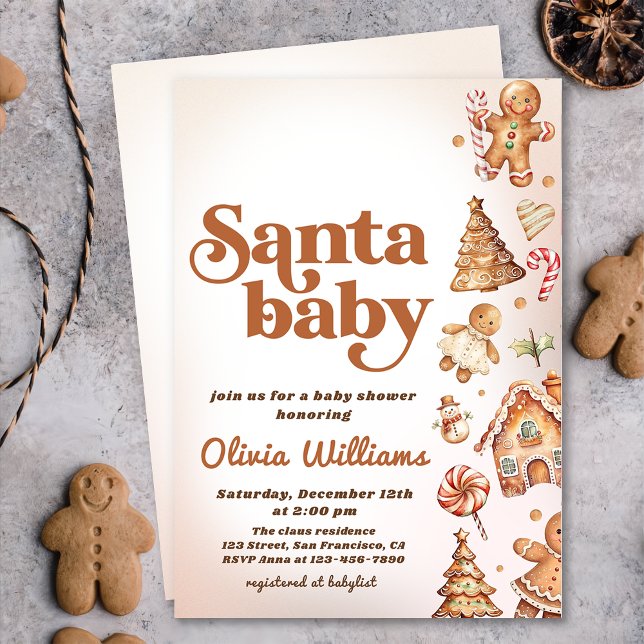 Vinter Cookie-jultomten Baby Shower Inbjudningar (Skapare uppladdad)