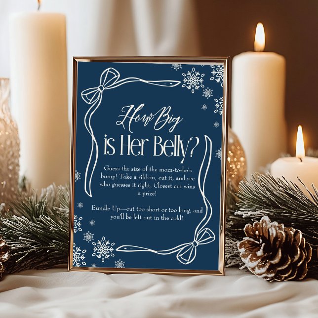 Vinter Coquette Hur Stor Är Hennes Mage Bebis Show Inbjudningar (Winter Coquette How Big Is Her Belly Baby Shower sign)