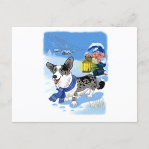 Vinter Corgi Helg Vykort