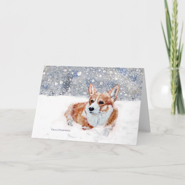 Vinter Corgi Helgkort (Framsida)