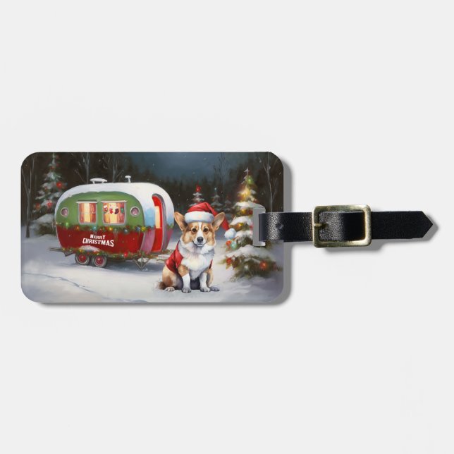 Vinter Corgi Husvagn Juläventyr  Bagagebricka (Horisontell Framsida)