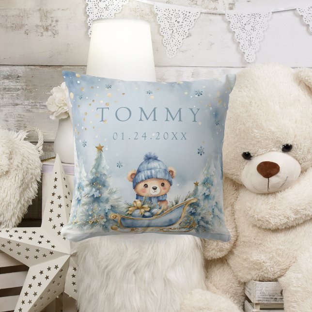 Vinter Cute Bear Forest Baby Shower Gift Kudde (Skapare uppladdad)