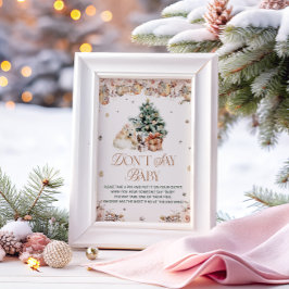 Vinter Cute Polar Bear Säg inte Baby-spel Poster