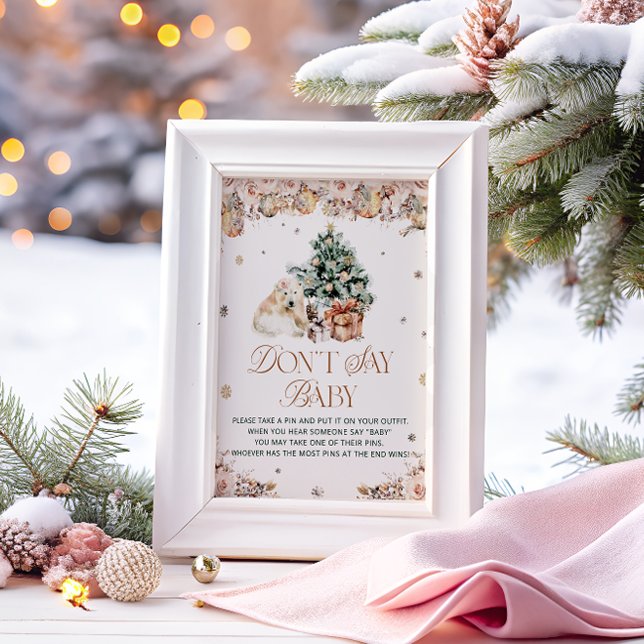 Vinter Cute Polar Bear Säg inte Baby-spel Poster (Skapare uppladdad)