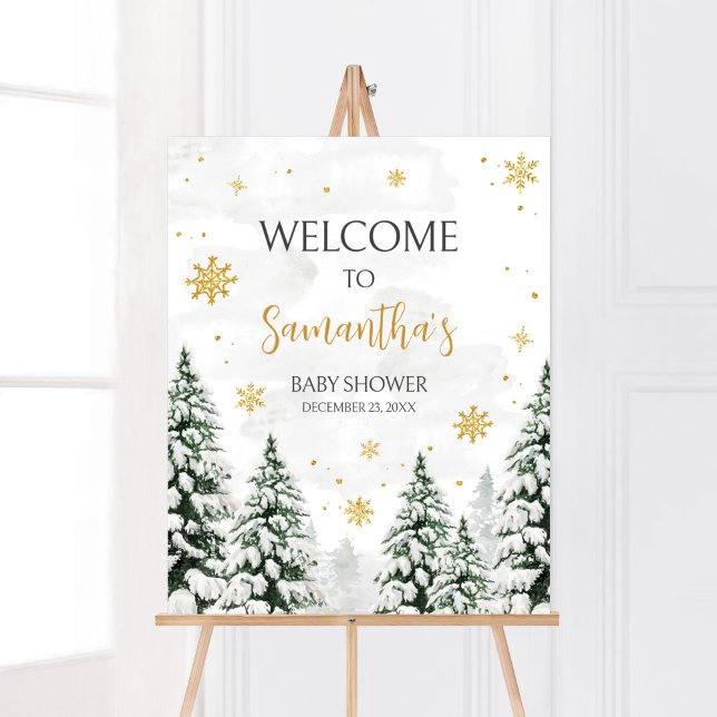 Vinter Det är Kallet utanför välkomstsidan Poster (Gender Neutral Snowflake Baby Shower Welcome Sign)