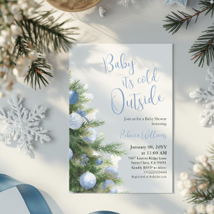 Vinter Det är kallt ute Blå Bow Baby Shower Inbjudningar