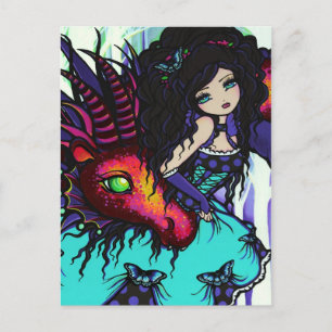 Vinter Dragon Butterfly Ice Girl Art-vykort Vykort