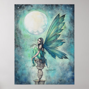Vinter Dröm Änglar Fantasy Konst Vattenfärg Akryl Poster