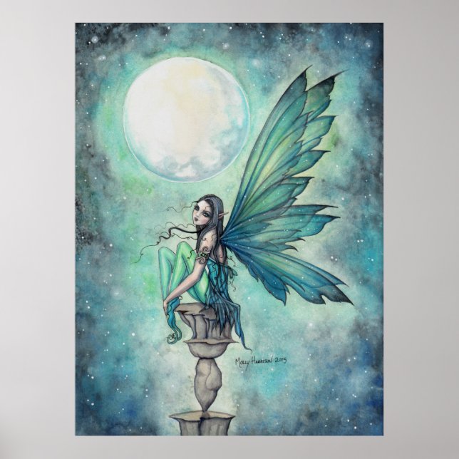 Vinter Dröm Änglar Fantasy Konst Vattenfärg Akryl Poster (Framsidan)