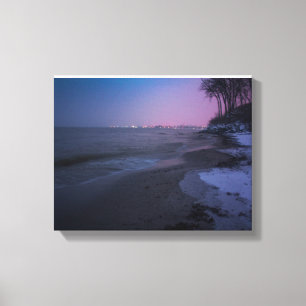 Vinter dusk på stranden canvastryck