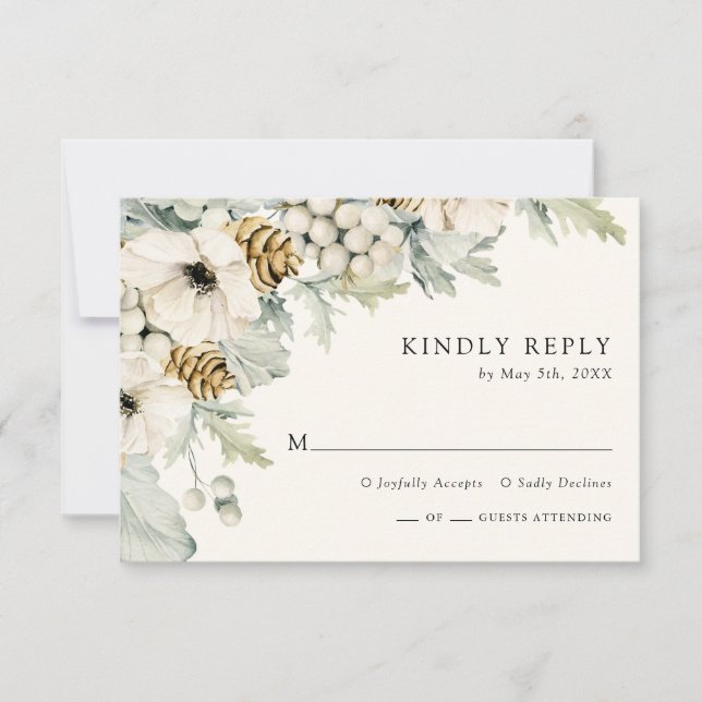 Vinter Dusty Blue RSVP-kort OSA Kort (Framsida)