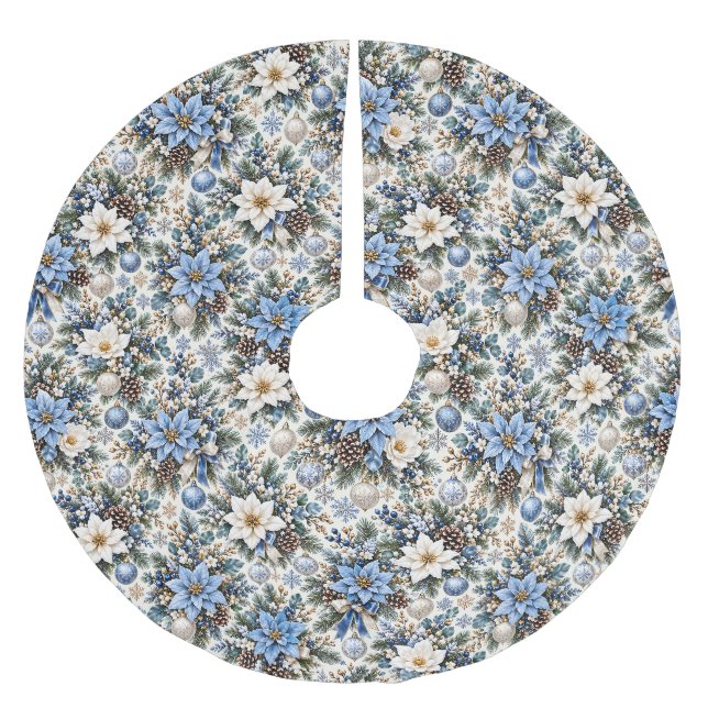 Vinter Elegans Blå Julpoäng Jul Julgransmatta Borstad Polyester (Framsidan)