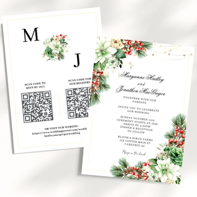 Vinter Elegant QR-kod Bröllop Inbjudningar (Skapare uppladdad)
