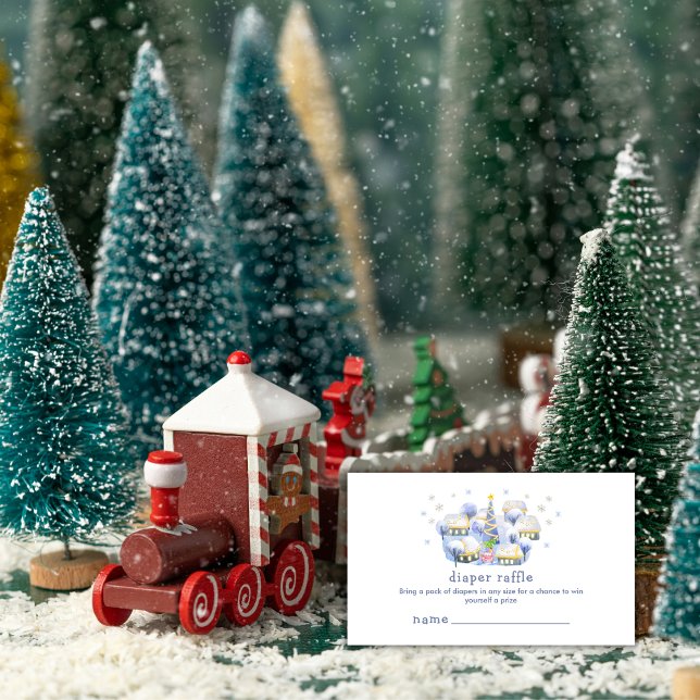 Vinter En By Diaper Lotteri Baby Shower  Tilläggskort (Winter A Village Diaper Raffle Baby Shower Enclosure Card)