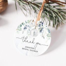 Vinter eukalyptus bröllopsfest förmånsetikett gåvor etiketter