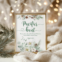 Vinter evergreen Nappar jagar babyduschspel Poster