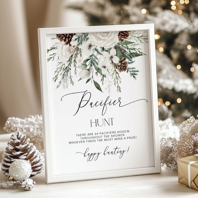 Vinter evergreen Nappar jagar babyduschspel Poster (Skapare uppladdad)