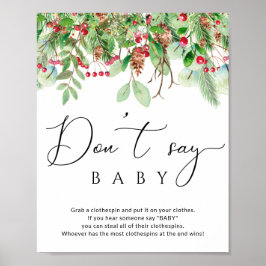 Vinter evergreen Säg inte att babyduschspel poster
