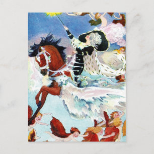 Vinter Fairy Riding a Flies Horse Vykort