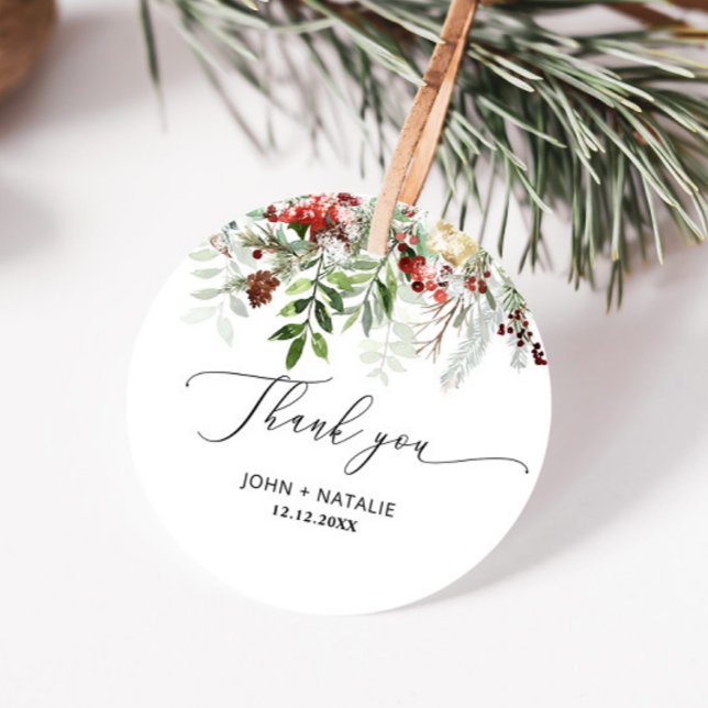 Vinter festlig jul evigt grön bröllop gåvor etiketter (Skapare uppladdad)