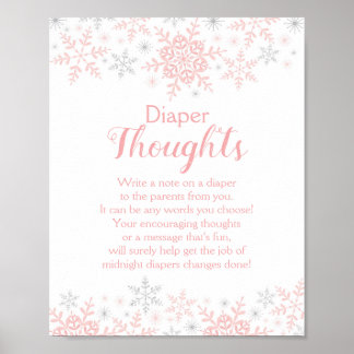 Vinter Flicka Shower Snöflingor Diaper Thoughts Poster