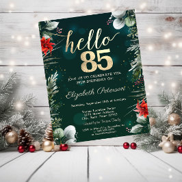 Vinter Flower Poinsettia Grönt 85 Birthday Inbjudningar