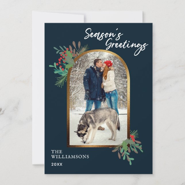 Vinter Foliage Anpassningsbar Foto Season hälsning Julkort (Framsida)