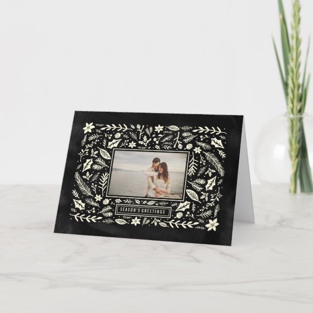 Vinter Foliage Chalkboard Helgkort (Framsida)