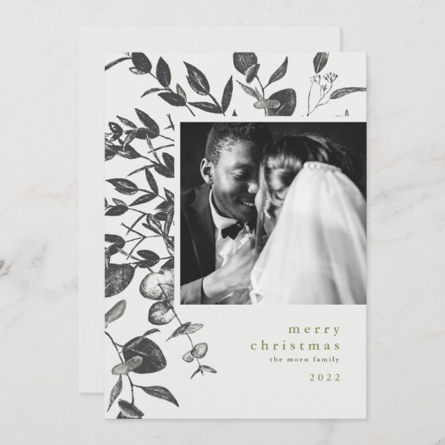 Vinter-Foliage-fotoport i Teckning Julkort (Fram/baksida)