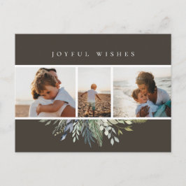 Vinter Foliage jul Photo Collage Grått Helg Vykort