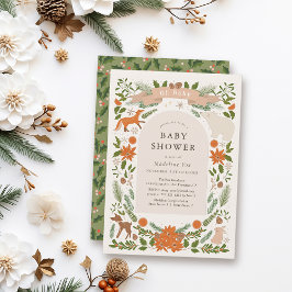 Vinter Foliage Woodland Animals Baby Shower Inbjudningar