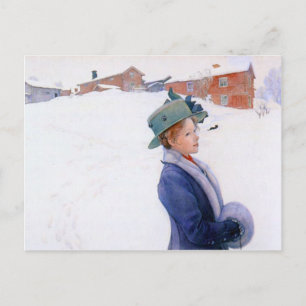 Vinter för Carl Larsson Lisbeths ny hatthelgdag Helg Vykort