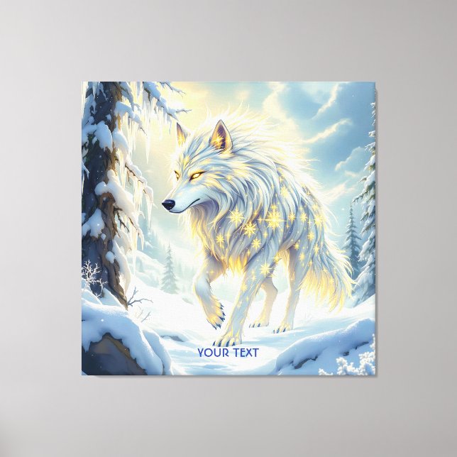 Vinter för Fantasy Cute White Varg Canvastryck (Framsida)