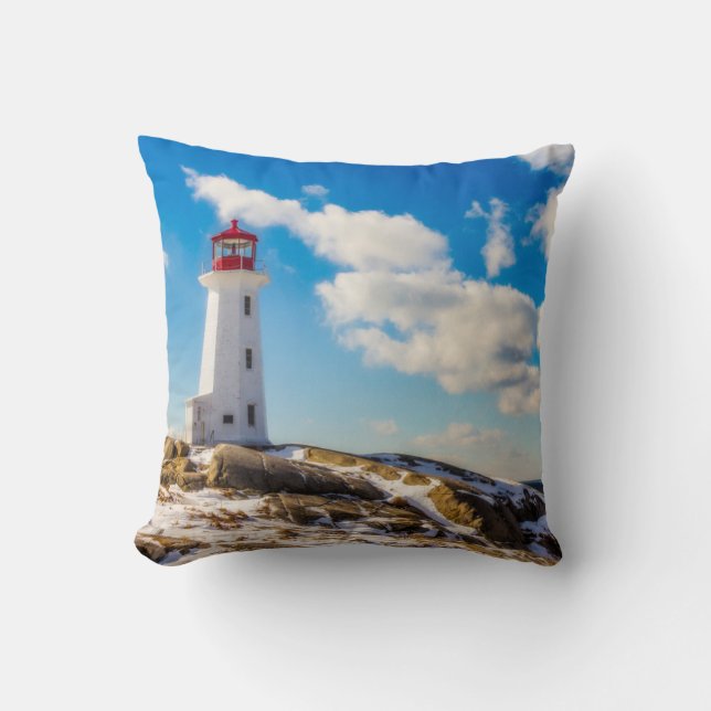 Vinter för fyr | i Peggy'Ss Cove, Nova Scotia Kudde (Framsida)