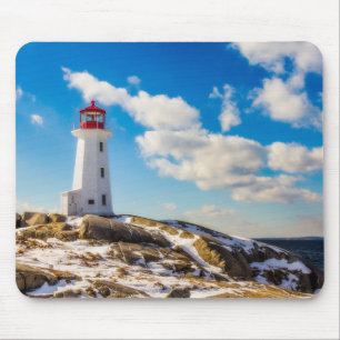 Vinter för fyr i Peggy'Ss Cove, Nova Scotia Musmatta