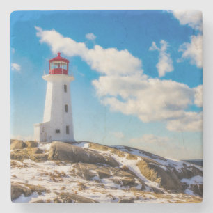 Vinter för fyr   i Peggy'Ss Cove, Nova Scotia Underlägg Sten
