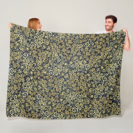 Vinter för marinblått och Guld-Chic - lyxblomma Mö Fleecefilt