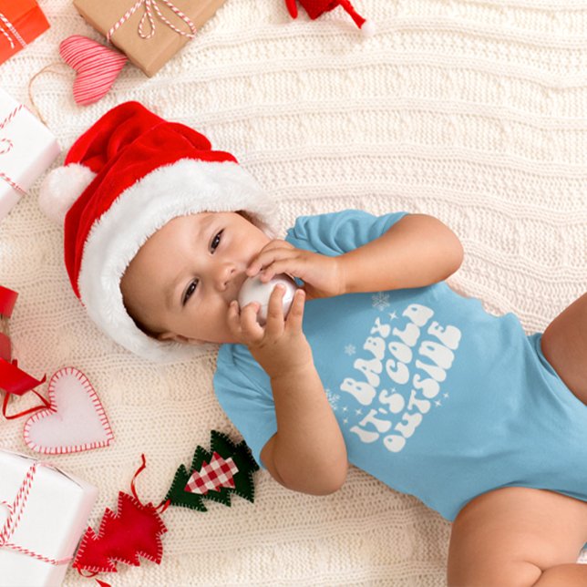 Vinter för minimal Snyggt för blå, modern Elegant T Shirt (Blue Cute Modern Elegant Minimal Stylish Winter Baby Bodysuit)