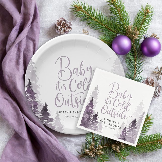Vinter Forest Baby Shower Pappersservett (Skapare uppladdad)
