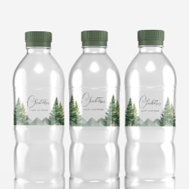 Vinter Forest Bear Baby Shower Vattenflaska Etikett